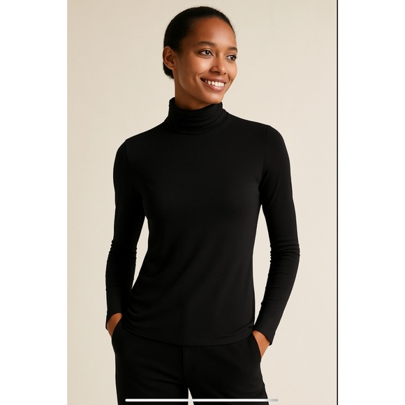 J MCLAUGHLIN NORA TURTLENECK TOP BLACK LIGHTWEIGHT STRETCHY CLASSIC OFFICE L - Picture 1 of 13